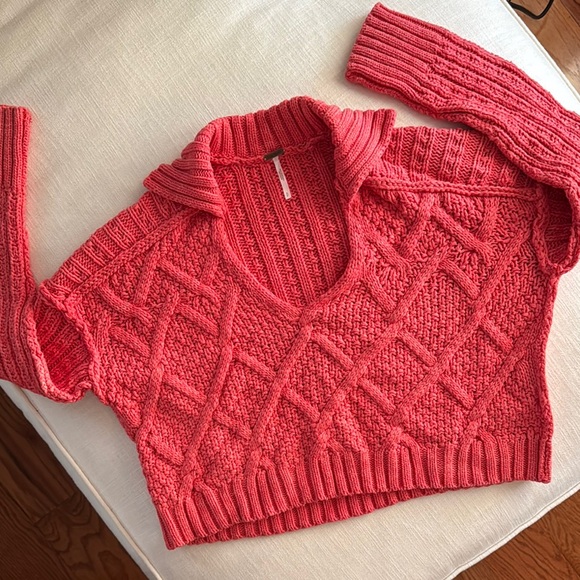 Free People Sweaters - Free People Traveler Cable knit Pull Over in Coral